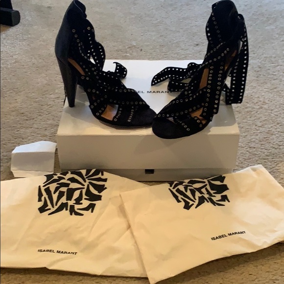 Isabel Marant Black Wrap Up Heels - Picture 2 of 9